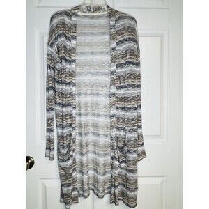 Ecote Open Front Long Draping Fair Isle Cardigan Size M Long Sleeve Pockets